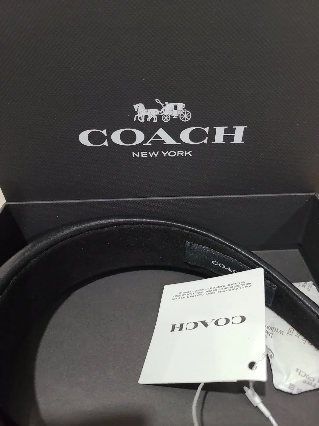 Coach Black Leather Headband - New with Box image indicator(5)