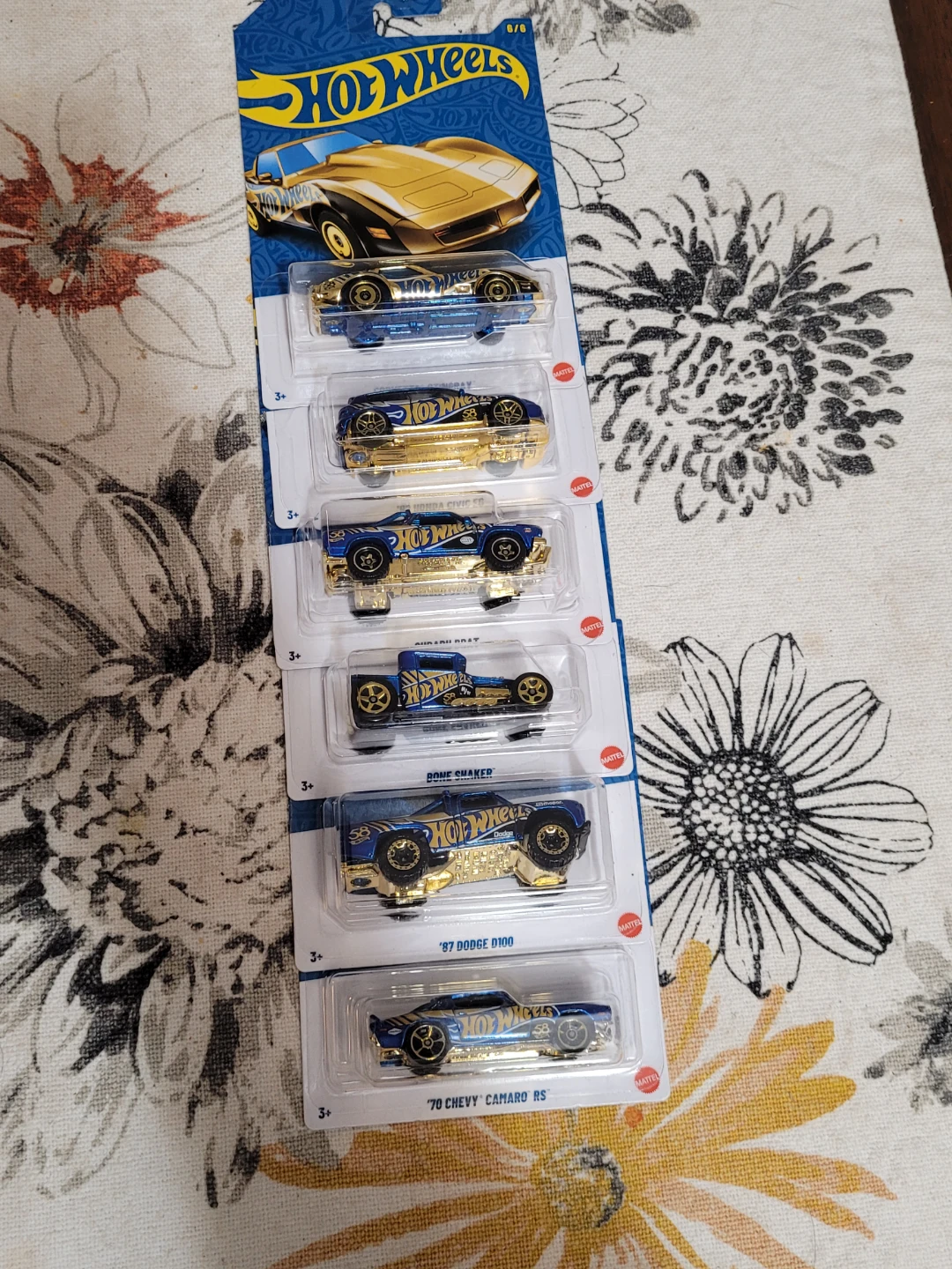 Hot Wheels 6-Car Set - Blue & Gold