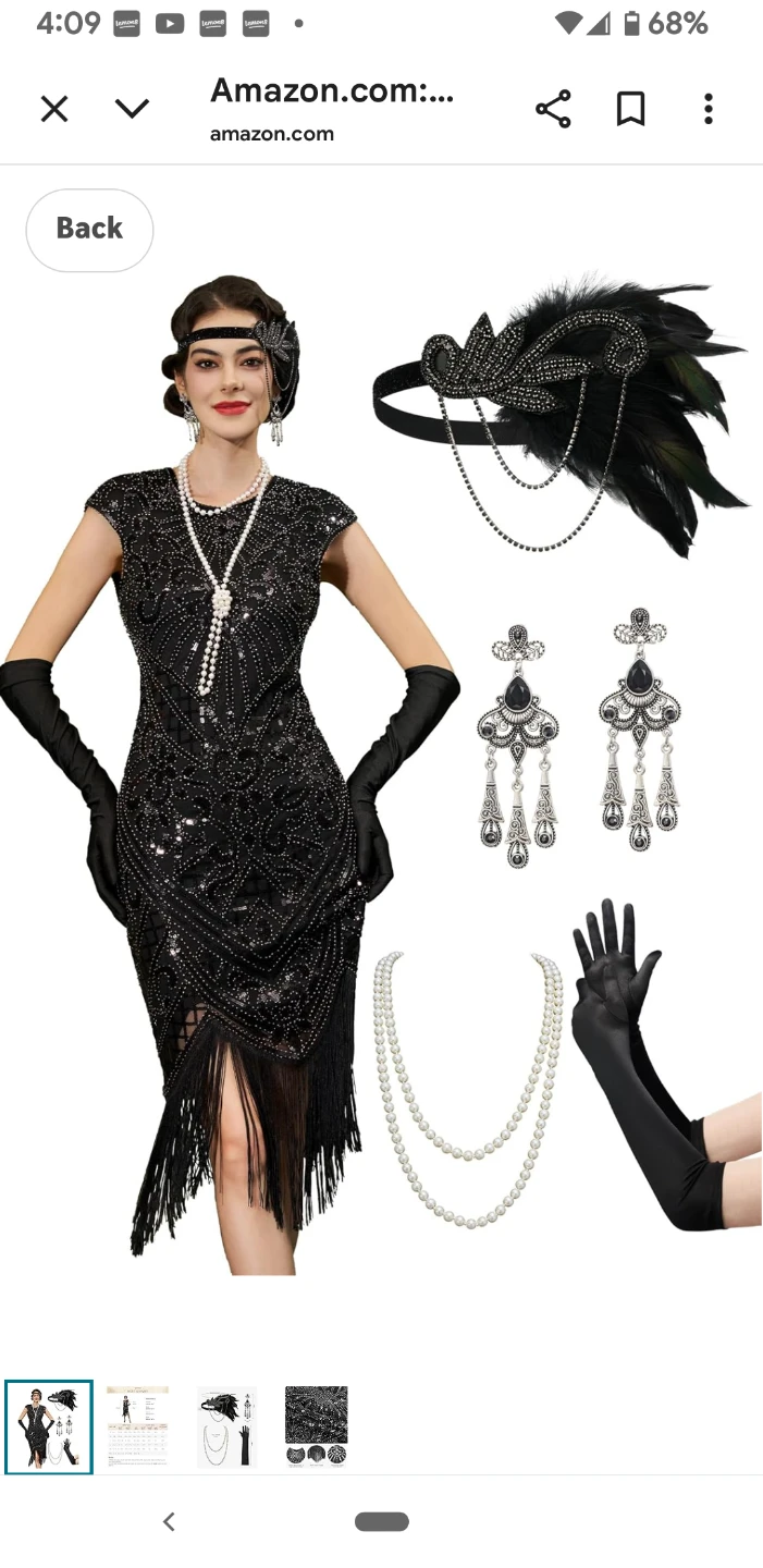 Yessa 1920's flapper with accessories (black)