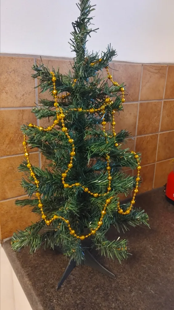 Small Christmas Tree with Gold Beads New