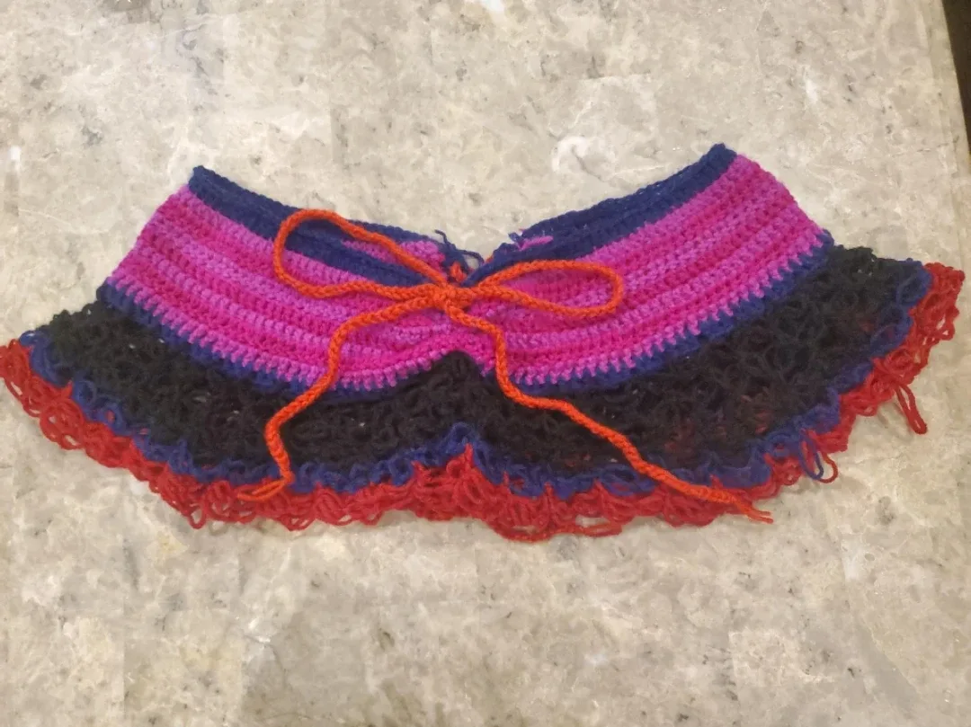 Handmade Crocheted Skirt - Red, Pink, Blue, Black