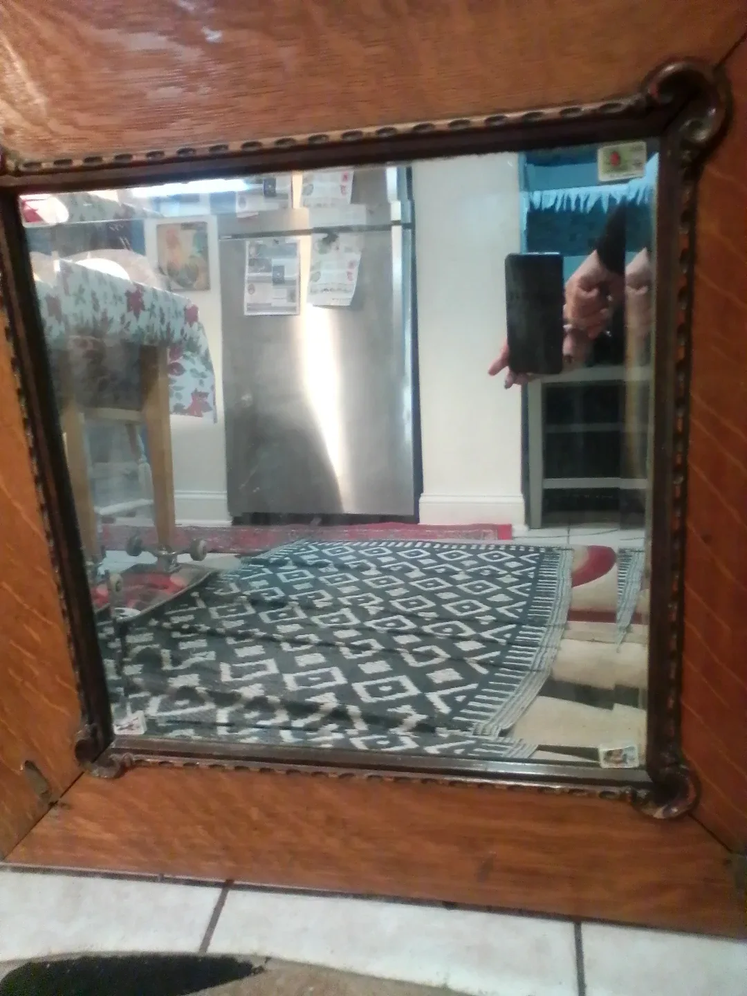 Vintage Wooden Framed Mirror image indicator(5)