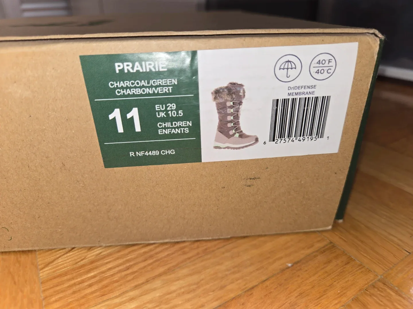 Kamik Prairie Kids' Winter Boots - Size 11 (Charcoal/Green) image indicator(2)