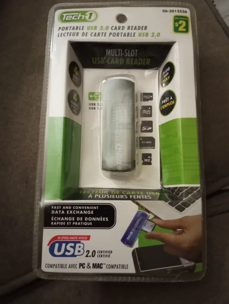 Tech-1 Portable USB 2.0 Card Reader - New