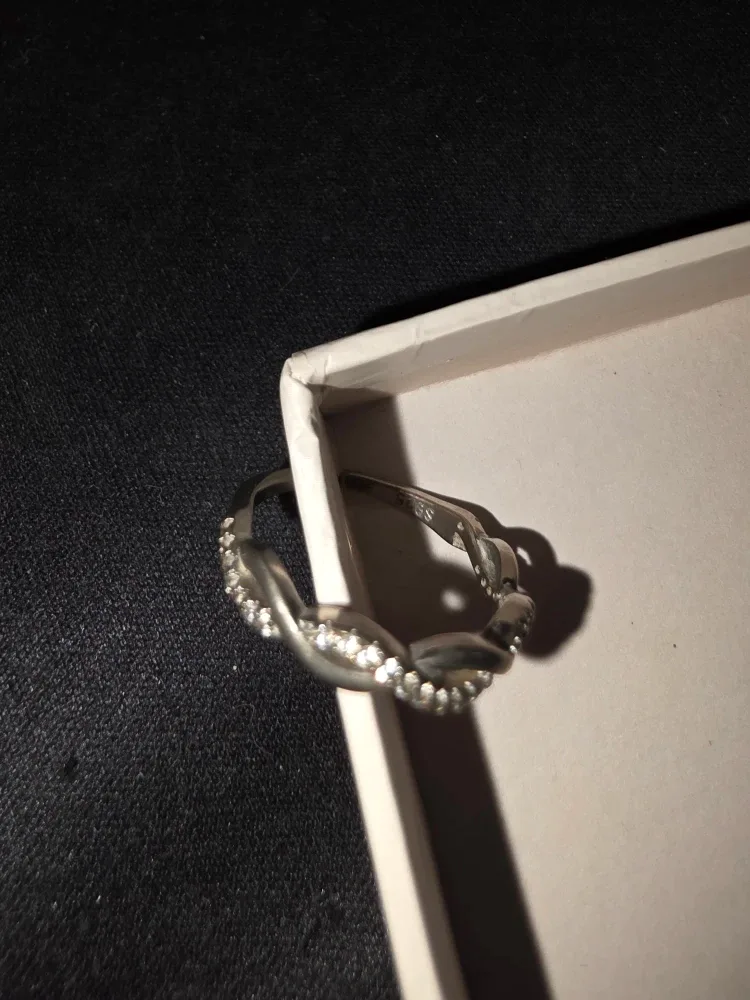 Silver Braided Toe Ring with Rhinestones