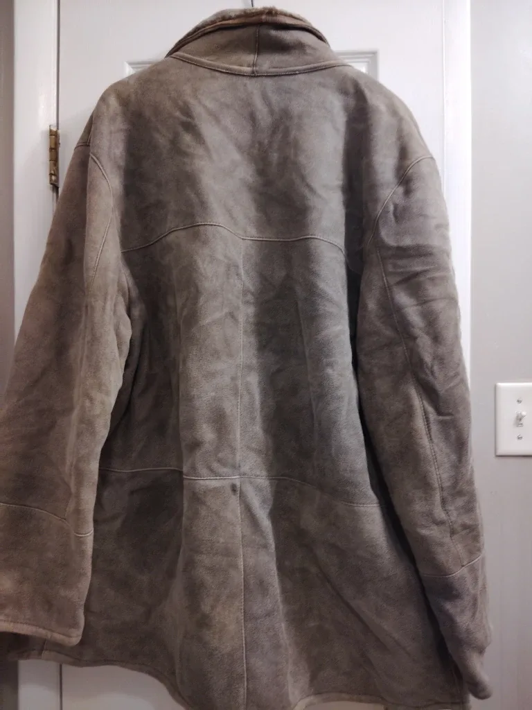 Men's Sheepskin Shearling Suede Jacket Size 5XL image indicator(3)