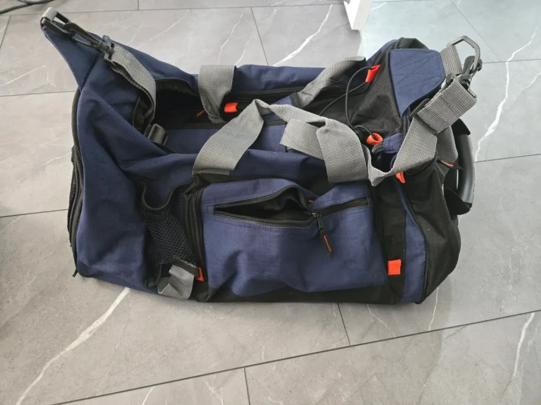 Large Blue and Black Duffle Bag