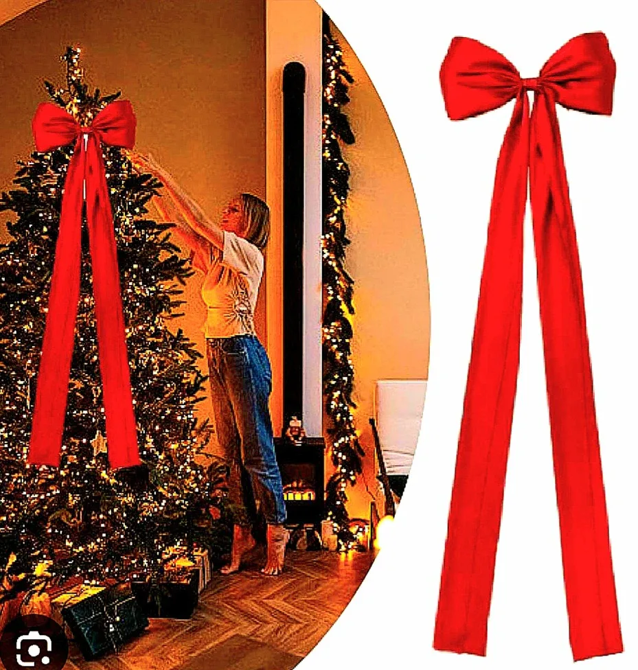 🎀Burgundy Velvet Christmas Bow 51.5" long x 7" wide🎀 thumbnail