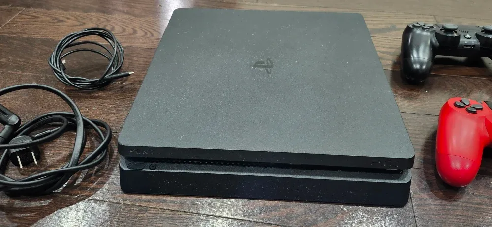 PlayStation 4 Slim with Red Controller & Spider-Man Game image indicator(10)