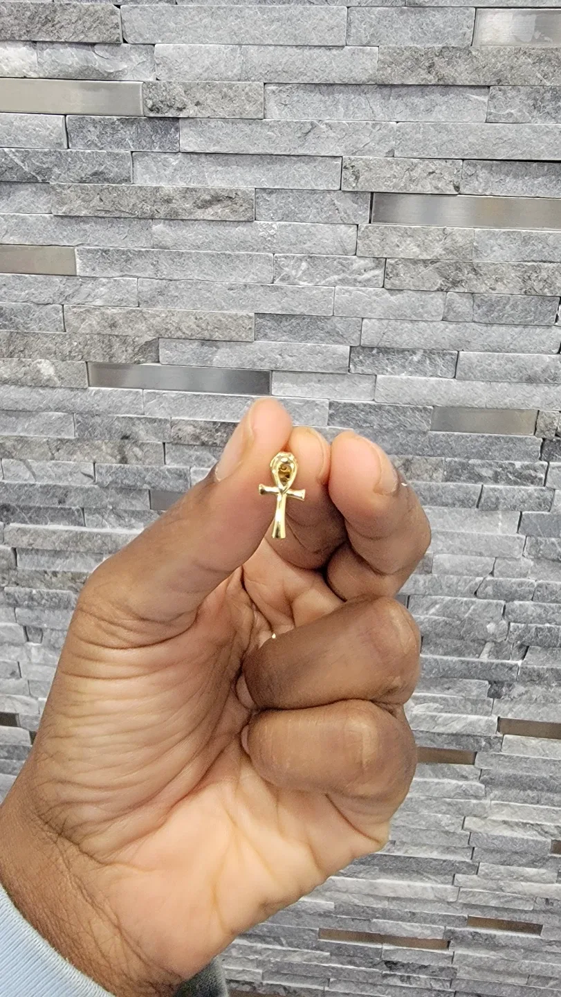 14k Egyptian Ankh Cross earrings image indicator(3)