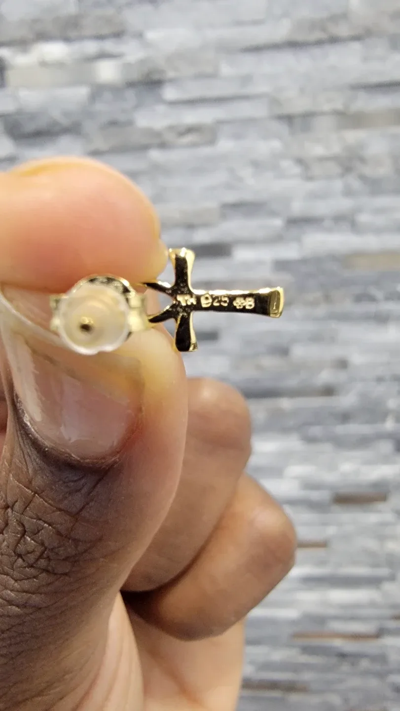 14k Egyptian Ankh Cross earrings image indicator(6)