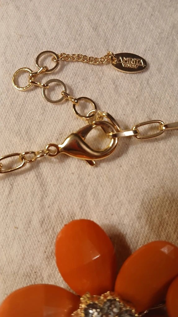 Amrita Singh Mid-Century Inspired Orange Floral Necklace - photo 2