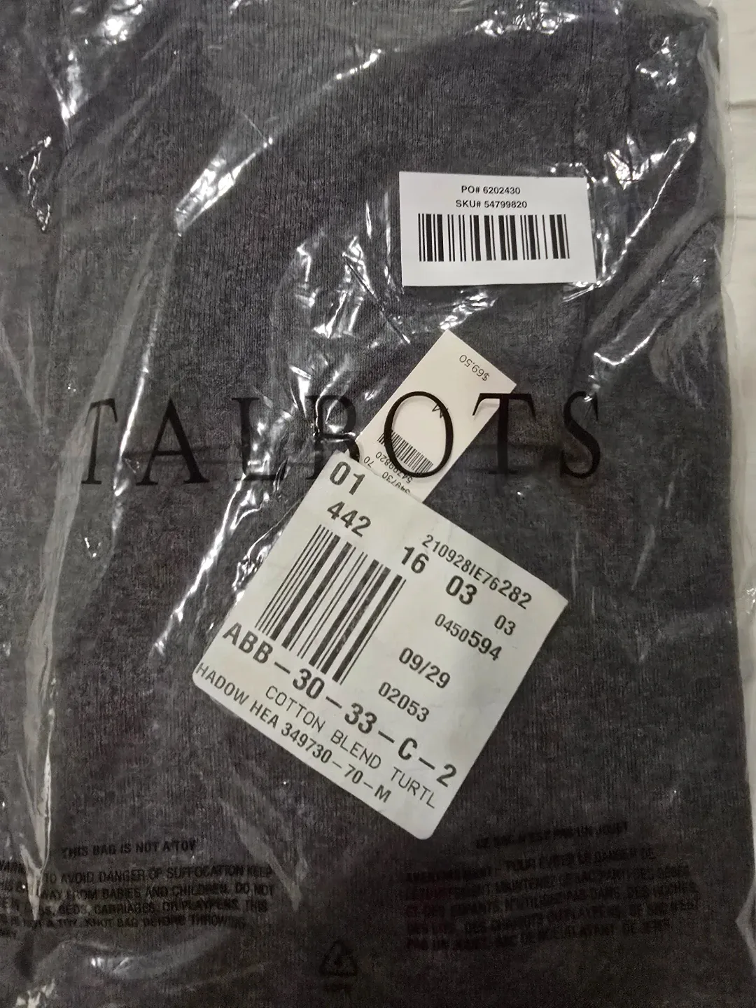 NEW with Tags Talbots Cotton Blend Turtleneck - Size M image indicator(2)