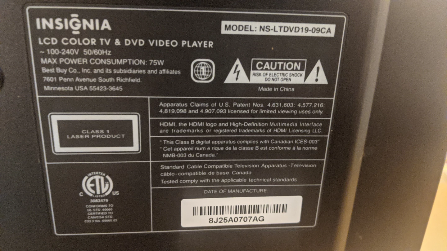 Insignia LCD TV & DVD Player - Model NS-LTDVD19-09CA - photo 5