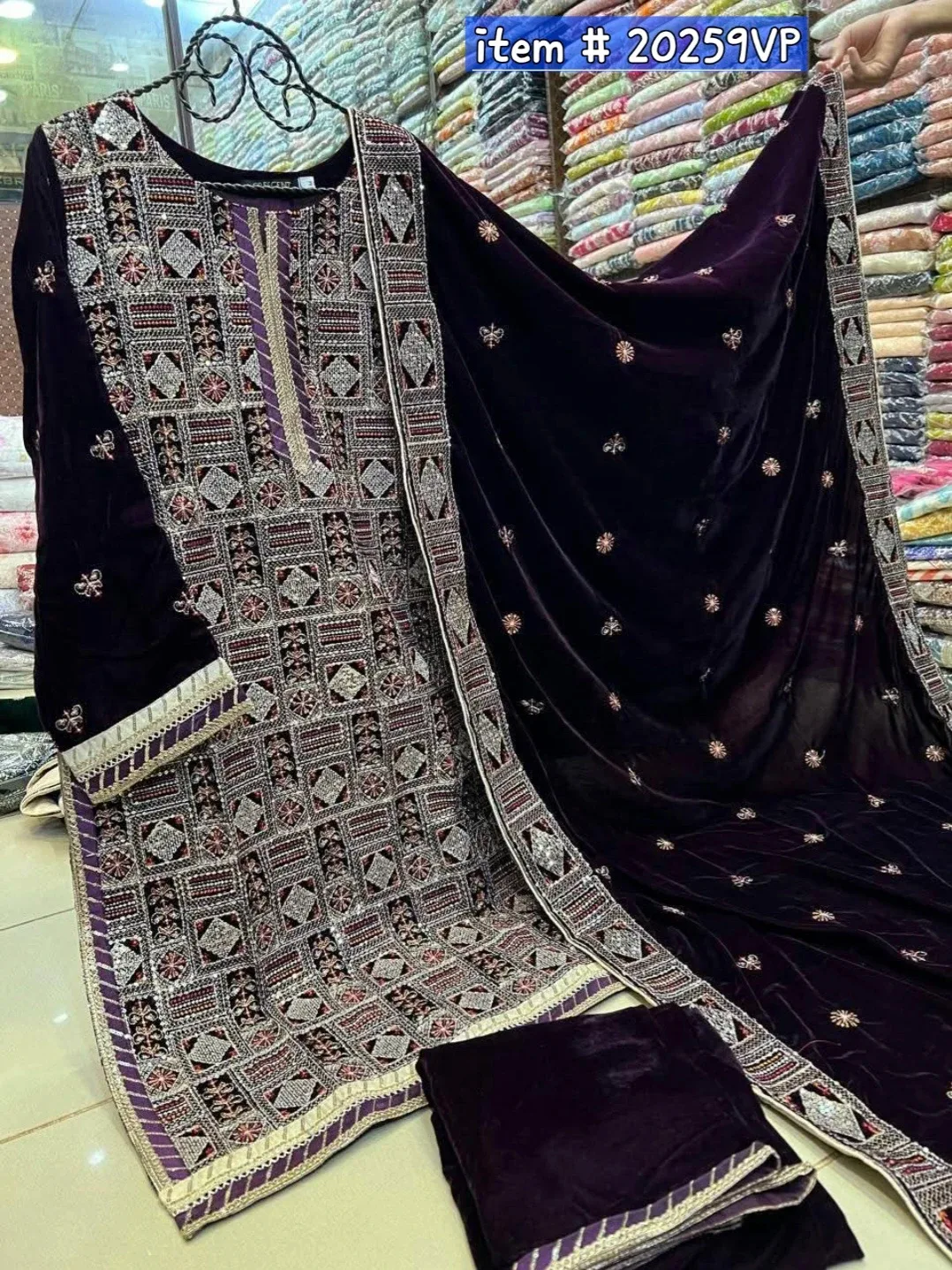 Velvet Embroidered Salwar Kameez image indicator(4)