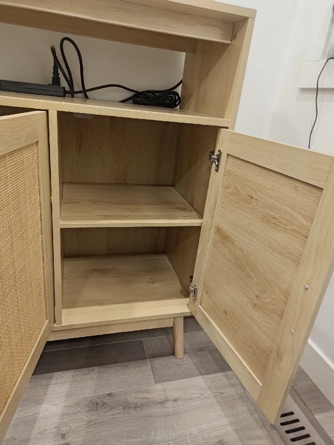 Light Wood Cabinet with Rattan Doors - photo 2