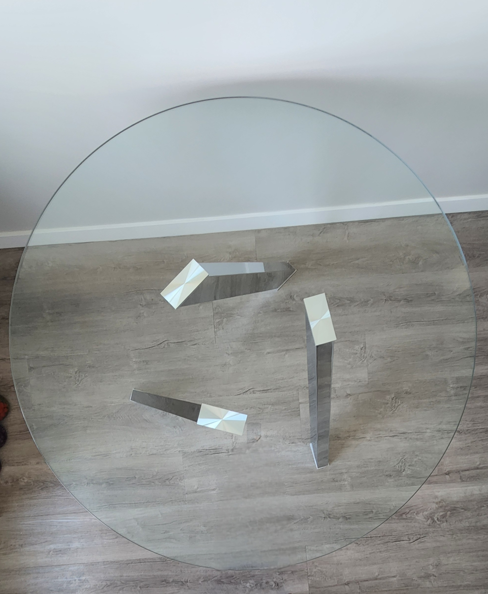 Round Glass Dining Table with Chrome Legs - photo 3