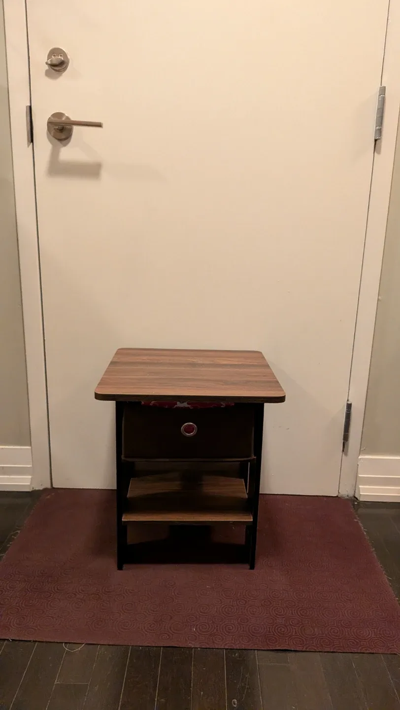 Brown Wood Nightstand with Drawer image indicator(2)
