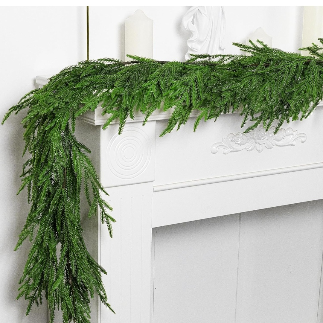 2 pcs Faux Norfolk Pine Christmas Garland 6f each