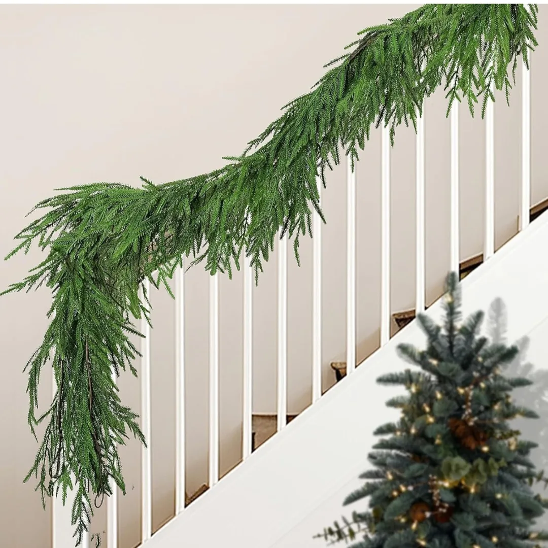 2 pcs Faux Norfolk Pine Christmas Garland 6f each image indicator(2)