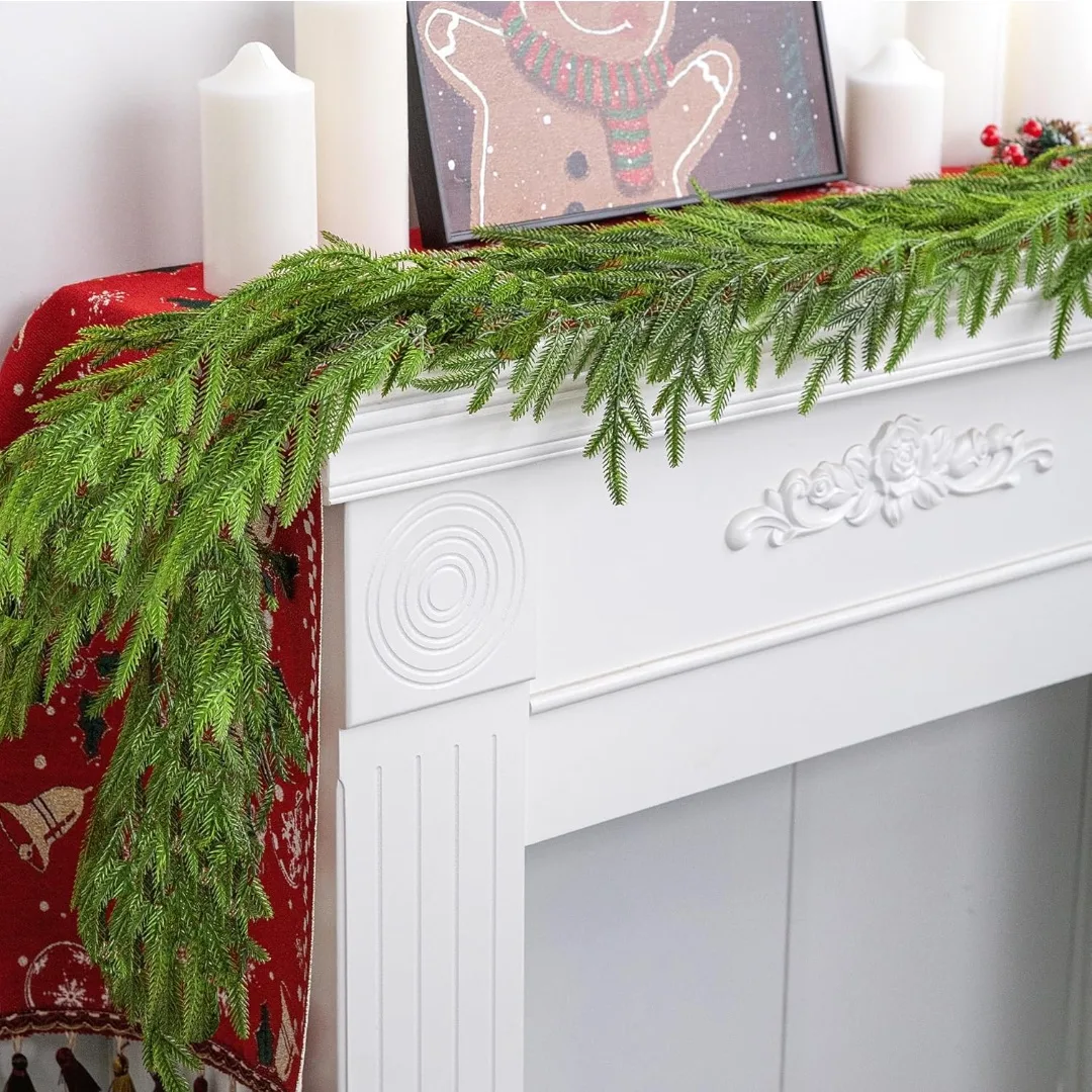 2 pcs Faux Norfolk Pine Christmas Garland 6f each image indicator(6)