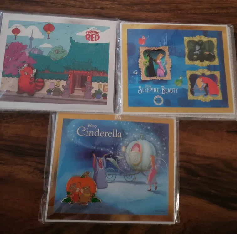 Disney Pixar Pins - Turning Red, Sleeping Beauty, Cinderella