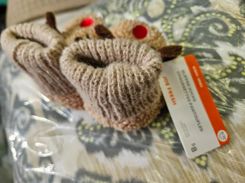 Joe Fresh Reindeer Slipper Socks, 0-12 Months image indicator(3)