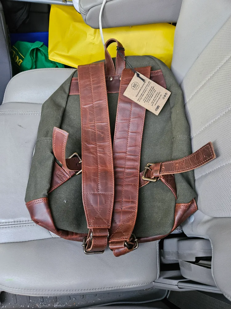 MAHI Leather Backpack - Olive Green & Brown image indicator(2)