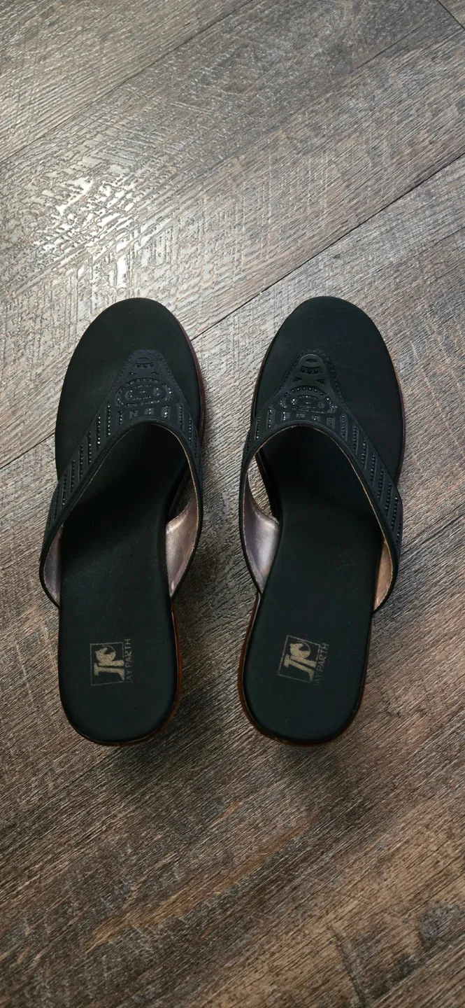 Black Wedge Sandals - Size 8