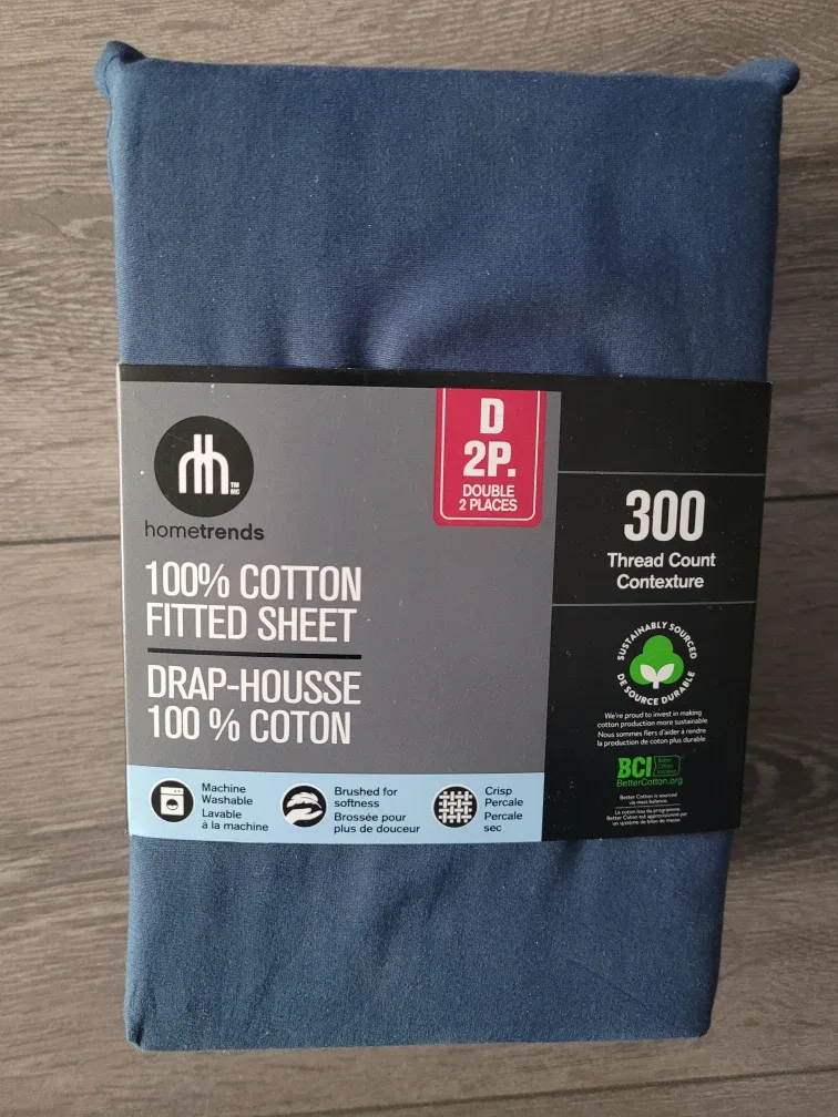 hometrends Double Fitted Sheet - 100% Cotton