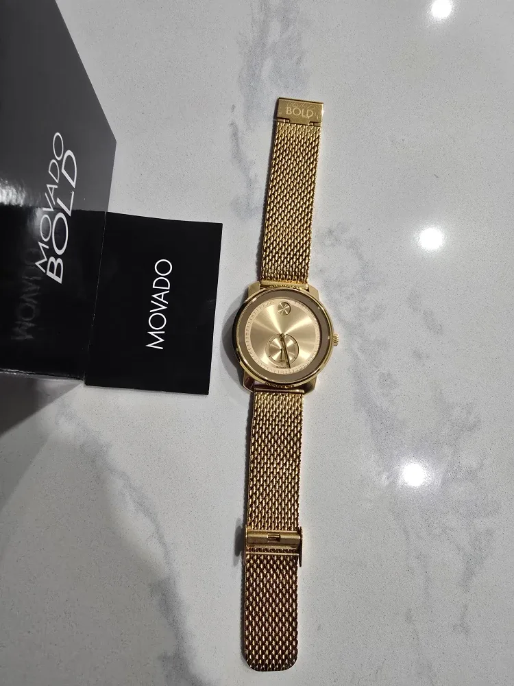 Movado Bold 45mm Men's Wristwatch - Gold with Box 3600678