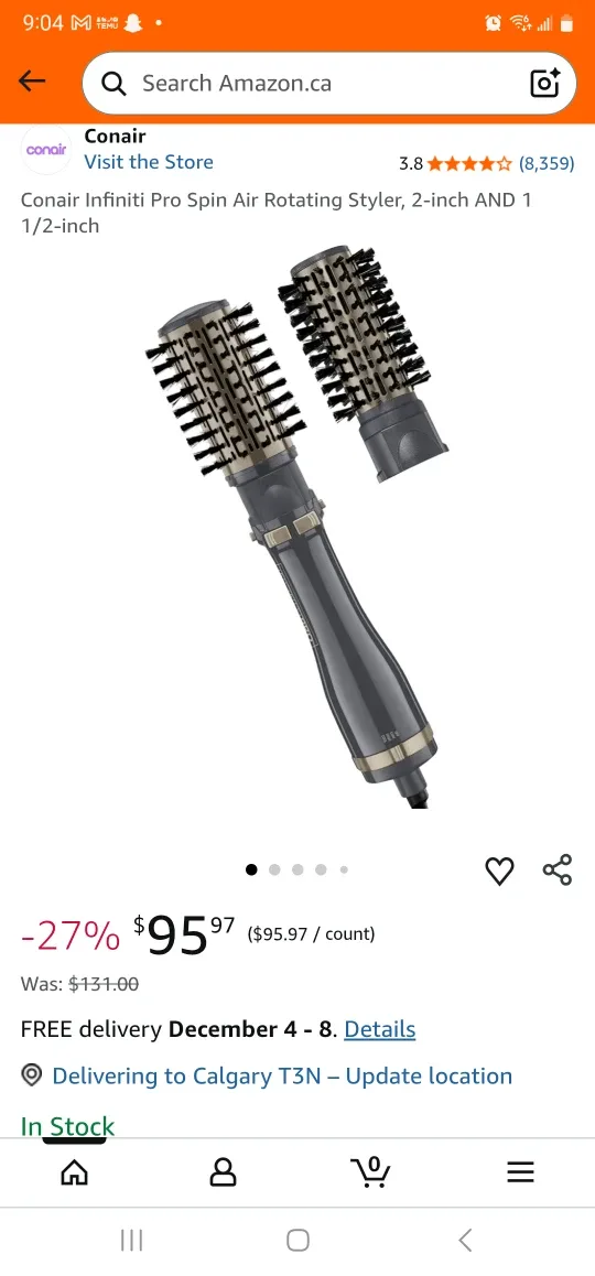 Conair Infiniti Pro Spin Air Rotating Styler, 2-inch AND 1 1/2