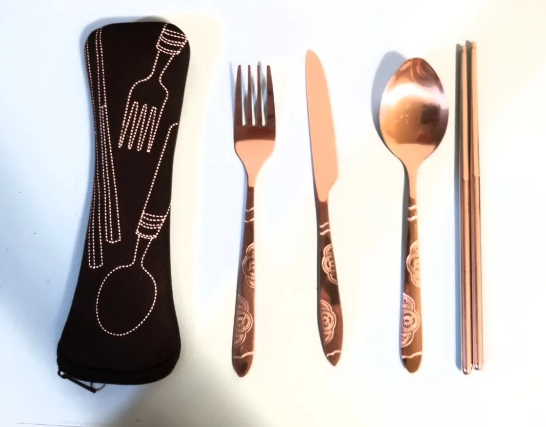 NEW Reusable Stainless Steel Flatware Set - Black image indicator(2)