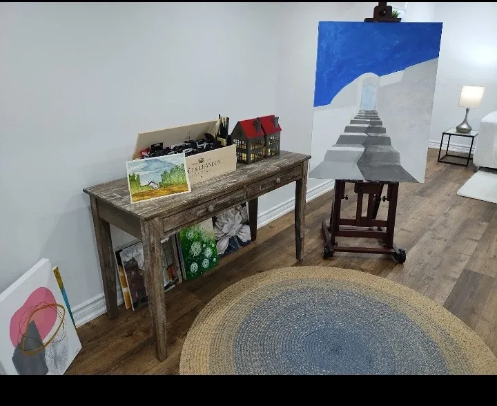 Assorted Home Decor Items Canvas / Wine Rack / Desk image indicator(5)