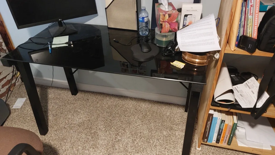 Black Glass Top Desk