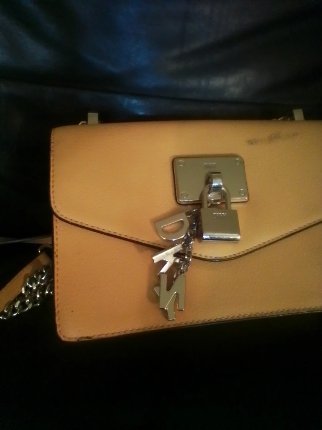 DKNY Beige Leather Shoulder Bag