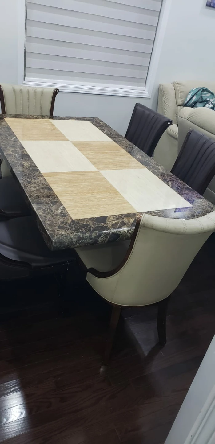 Dining Table with 6 Chairs havey marble top - photo 2