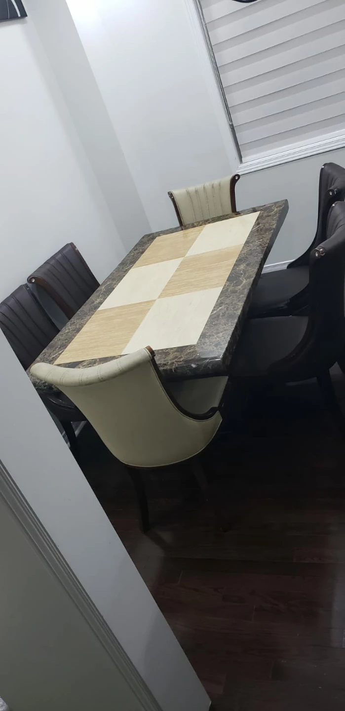 Dining Table with 6 Chairs havey marble top - photo 3