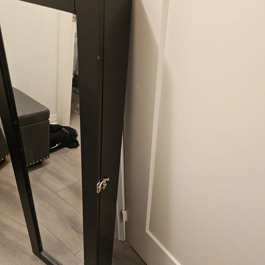 Black Wall-Mounted Jewelry Organizer Mirror