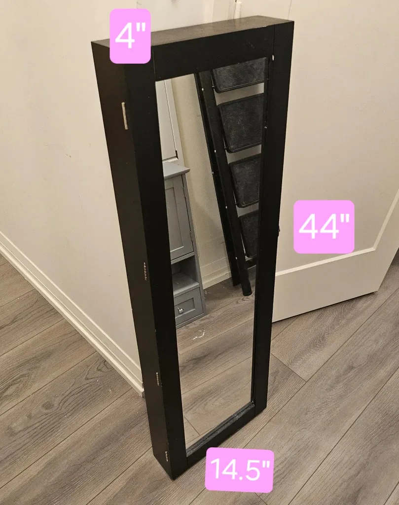 Black Wall-Mounted Jewelry Organizer Mirror image indicator(3)