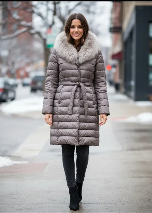 🧡NWT Tahari Puffer Jacket with Faux Fur Hood, 🧡