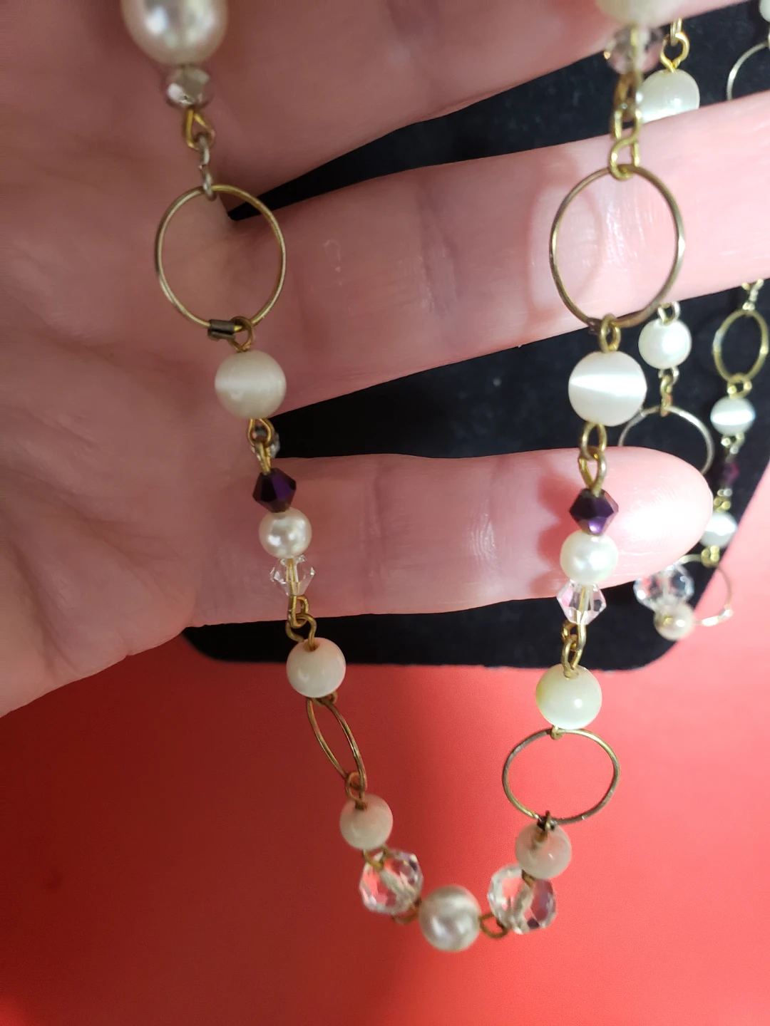 New long  beaded bead necklace and earrings set - photo 3