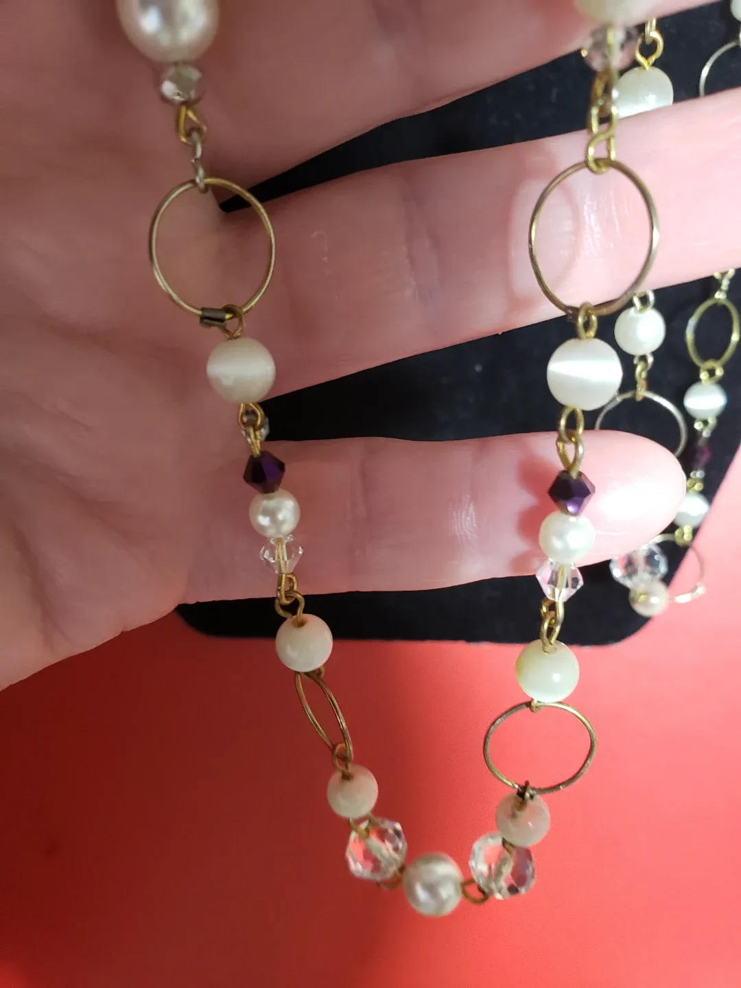 New long  beaded bead necklace and earrings set image indicator(3)