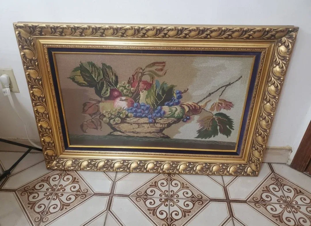 Beautiful large Framed HANDMADE Needlepoint thumbnail
