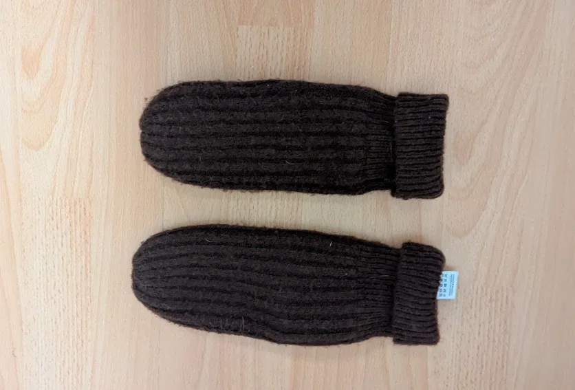 Pieces Brown Knit Mittens - One Size