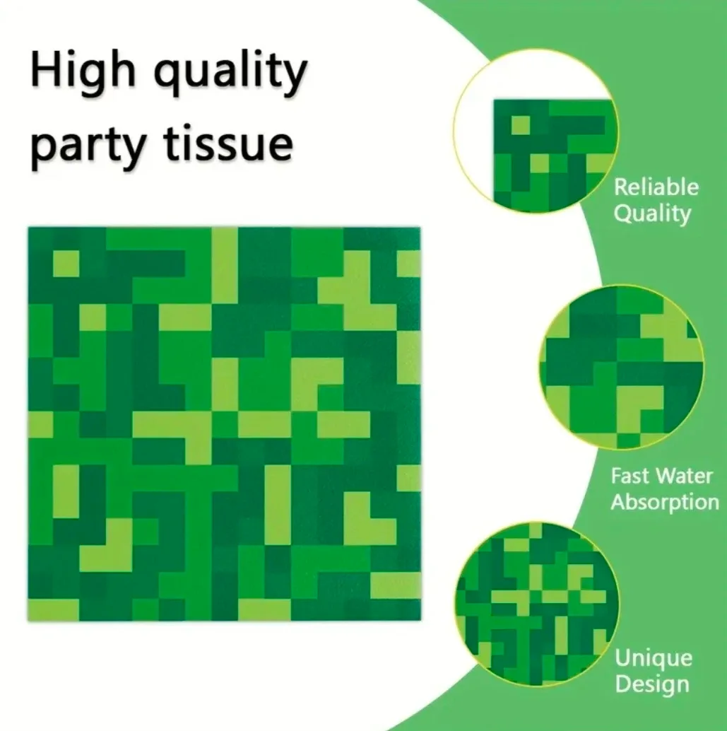 Minecraft Party Tissue Napkins - 20pcs image indicator(3)