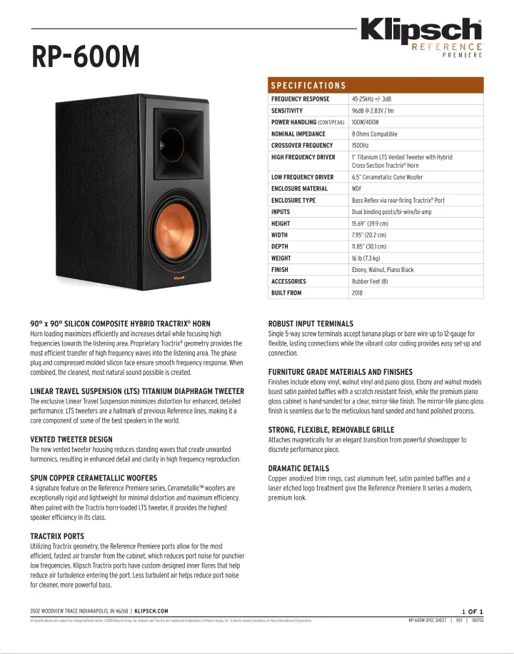 Klipsch RP-600M Walnut Bookshelf Speakers image indicator(4)