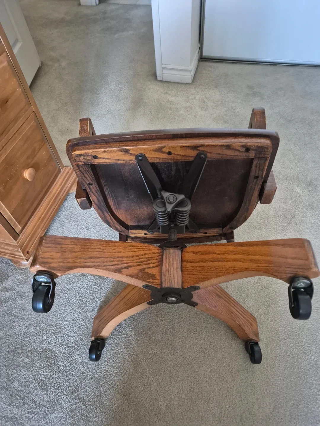 Wooden Swivel Bankers Desk Chair image indicator(3)