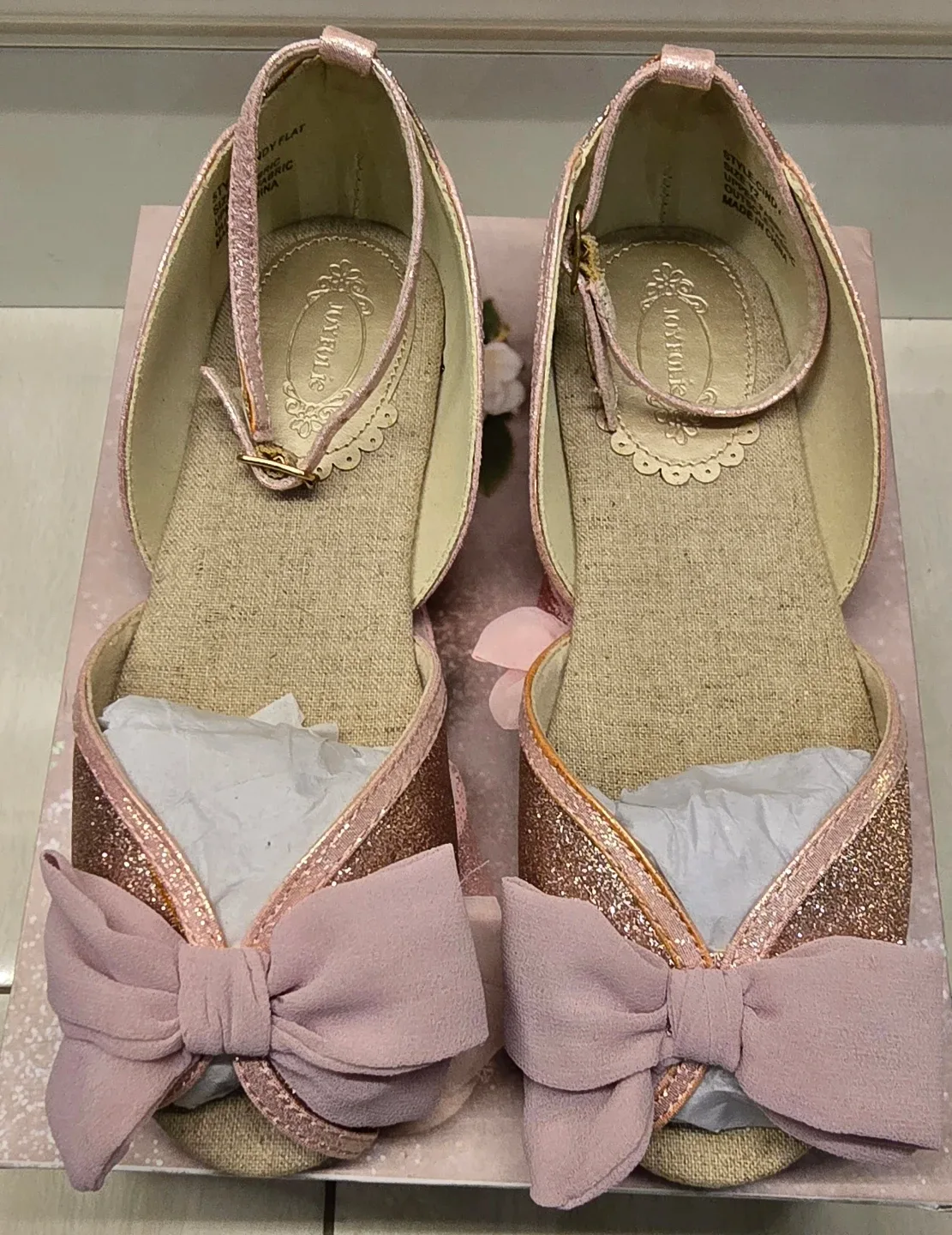 NEW! Girl's Joy Folie Blush Pink Glitter Flats! - Size 2 - Youth image indicator(2)