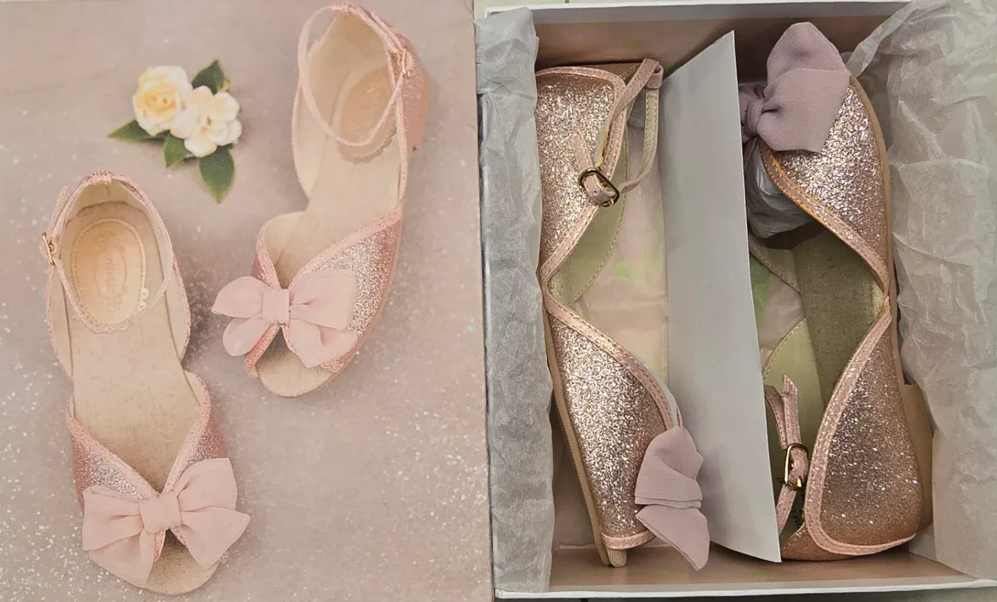 NEW! Girl's Joy Folie Blush Pink Glitter Flats! - Size 2 - Youth image indicator(7)